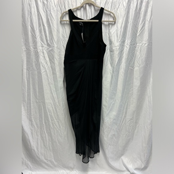 Bebe Bandage Dress v-neck Empire Waist Sleeveless Solid Black Womens Size XL - Picture 4 of 11